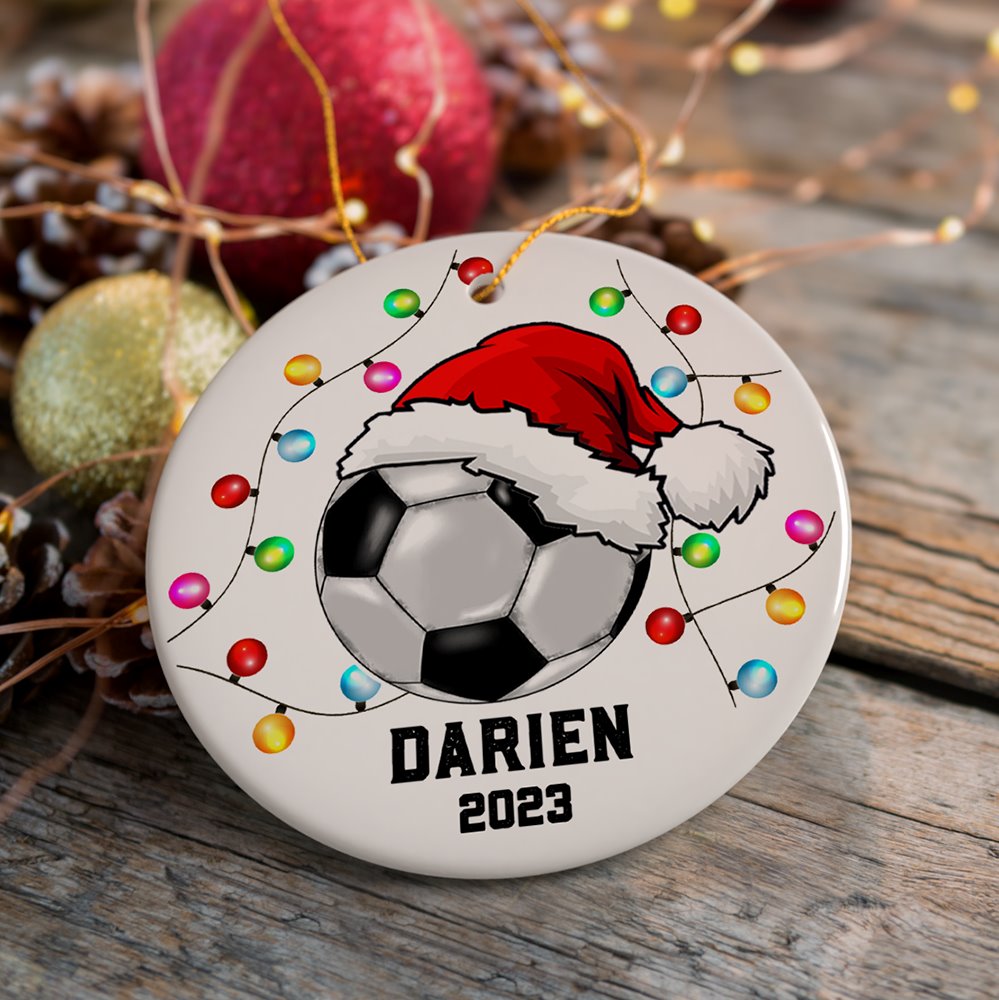 Soccer Ornament Customized with Player and Team, Custom Keepsake Coaches Gift Ceramic Ornament OrnamentallyYou 