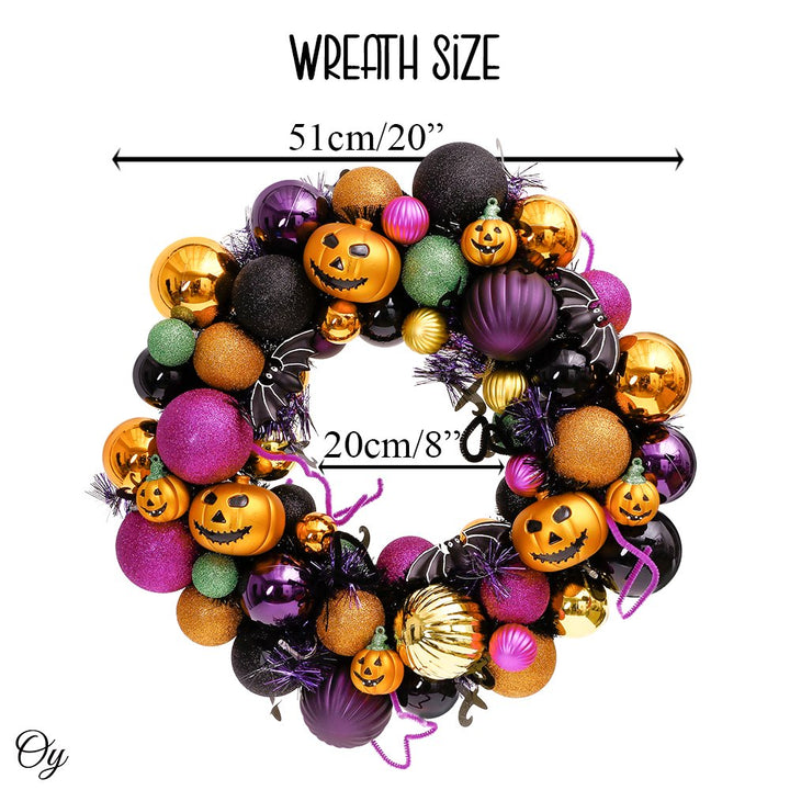 Spooktacular Halloween Ornament Bauble Wreath, Spooky Door or Home Decoration with Pumpkins, Bats, Spiders Wreath OrnamentallyYou 