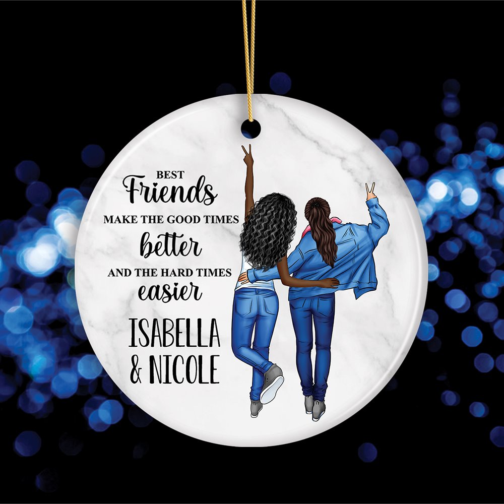 Sentimental Best Friends Quote Custom Ornament Gift, Personalized Outfits Ceramic Ornament OrnamentallyYou Circle 