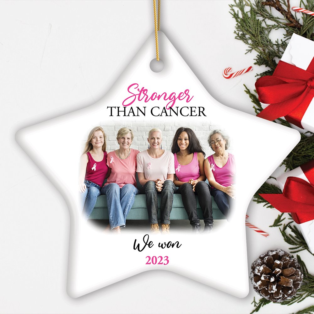 Women’s Cancer Awareness Custom Photo Ornament, Image Upload Personalized Gift Ceramic Ornament OrnamentallyYou Star 