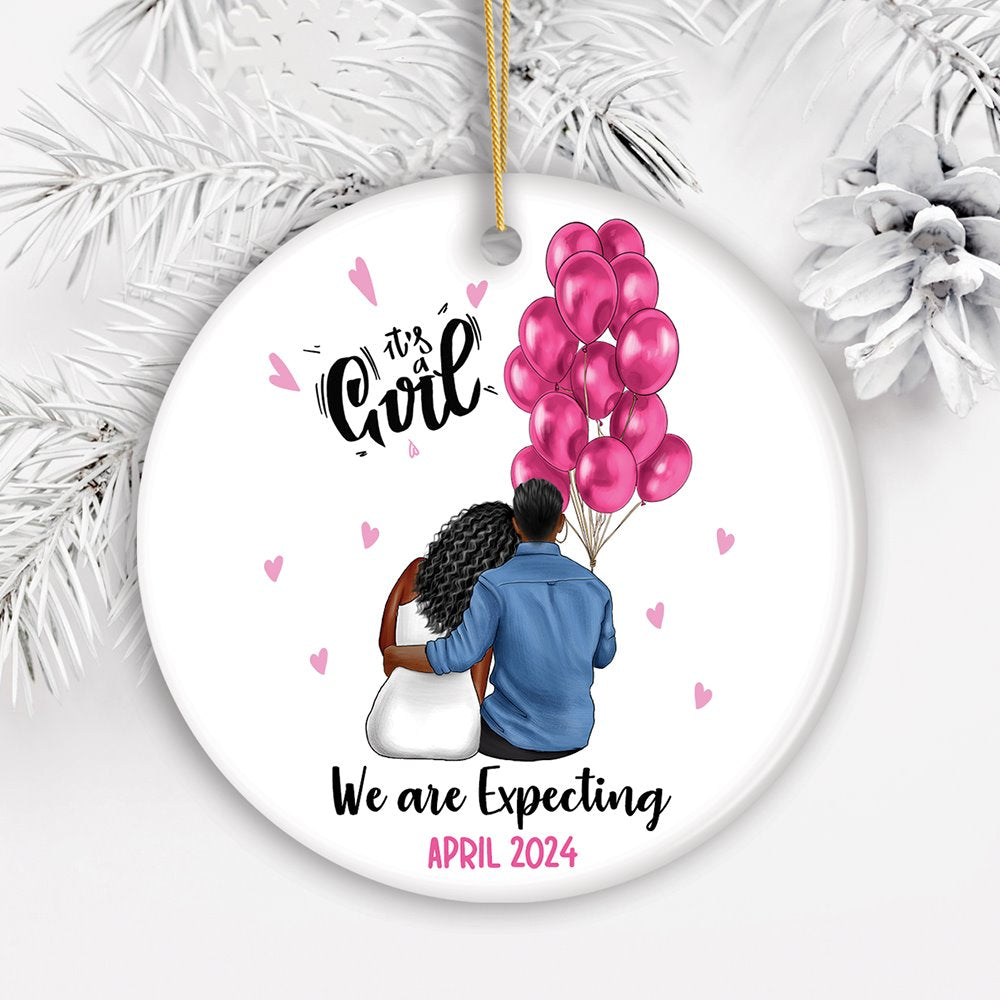 Baby Announcement For Boy or Girl Customized Ornament, Gender Reveal Keepsake Ceramic Ornament OrnamentallyYou Circle 