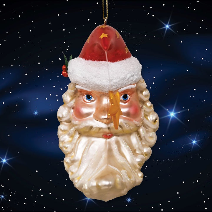 Celestial Crescent Moon Santa Glass Christmas Ornament OrnamentallyYou 