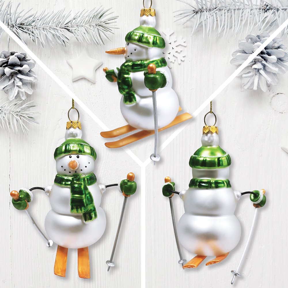Classic Winter Snowman Set of 4 Glass Christmas Ornaments, Nostalgic Holiday Collection Set OrnamentallyYou 