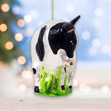 Cow and Calf Glass Christmas Ornament Glass Ornament OrnamentallyYou 