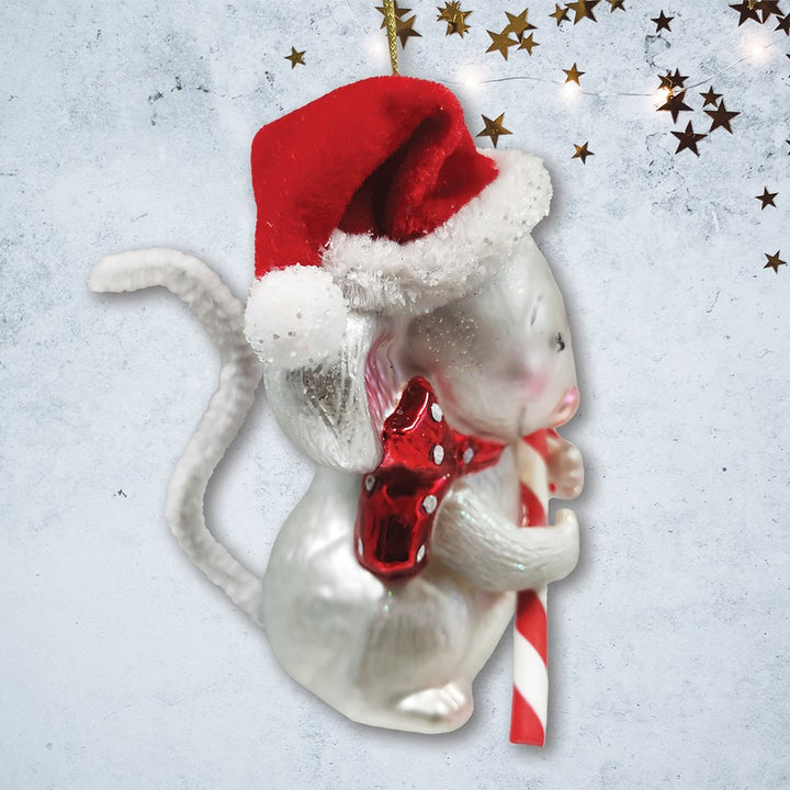 Festive Holiday Mouse Glass Christmas Ornament Glass Ornament OrnamentallyYou 