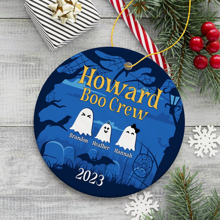 Halloween Ghost Family Members Personalized Ornament, Cute Boo Crew Gift, Spooky Season Home Decor Ceramic Ornament OrnamentallyYou 