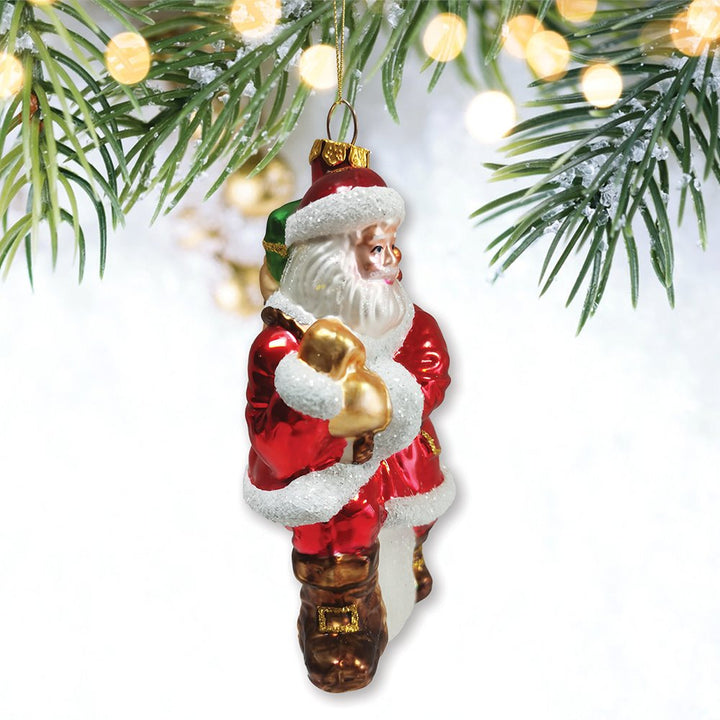 Holly Jolly Santa Claus with Gift Bag and Toys Blown Glass Christmas Ornament Glass Ornament OrnamentallyYou 