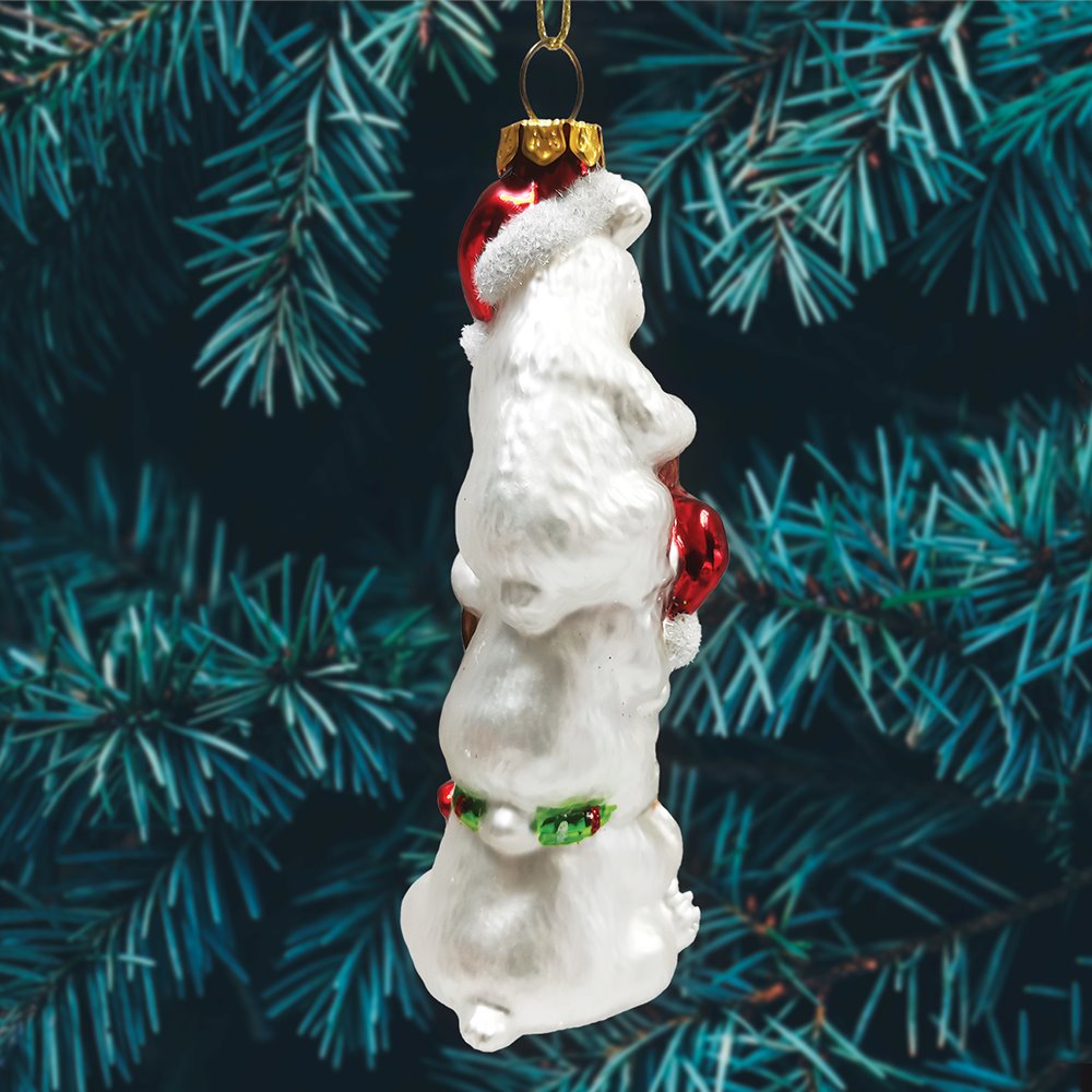 Joyful Polar Bear Trio Stacked Glass Christmas Ornament OrnamentallyYou 