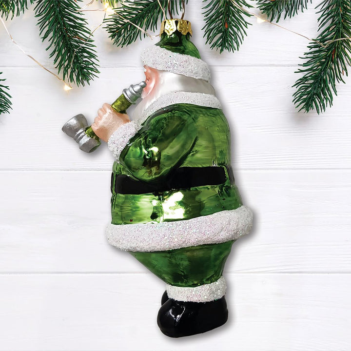 Pothead Santa Glass Christmas Ornament, Merry Weedmas Funny Pot Decoration OrnamentallyYou 