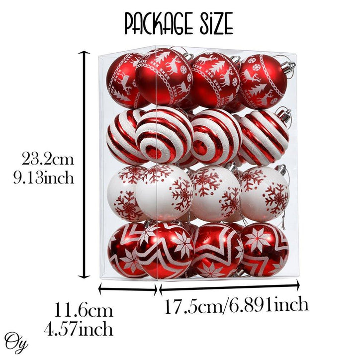 24 Red and White Ornament Balls, Assorted Christmas Glitter Baubles Ornament Bundle Guangdong Eagle Gifts Co., Ltd. 
