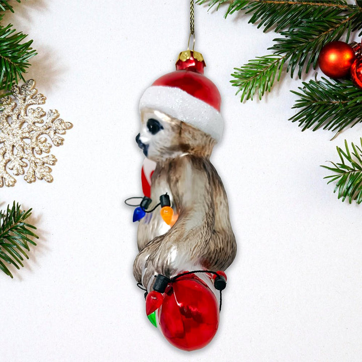 Sloth and Candy Cane Glass Christmas Ornament Glass Ornament OrnamentallyYou 