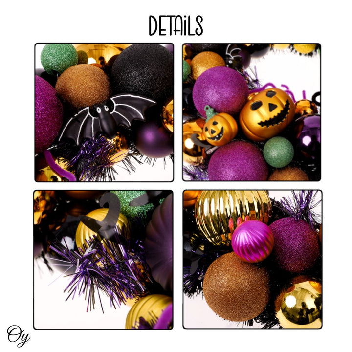 Spooktacular Halloween Ornament Bauble Wreath, Spooky Door or Home Decoration with Pumpkins, Bats, Spiders Wreath OrnamentallyYou 