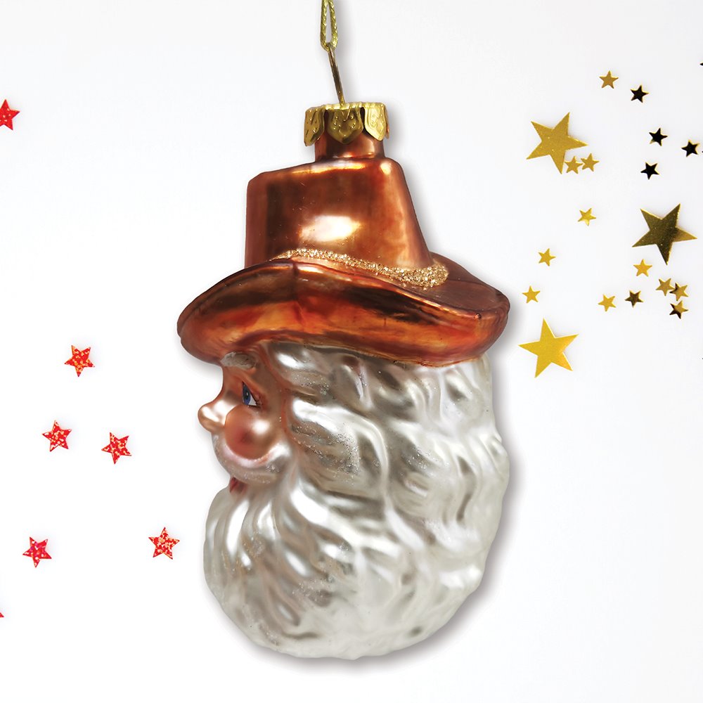 Western Cowboy Santa Vintage Frontier Glass Christmas Ornament Glass Ornament OrnamentallyYou 