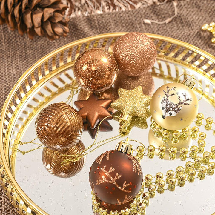 Autumn Color Christmas Ornament Bundle, Assorted 35 Piece Bronze Star and Deer Baubles Ornament Bundle Guangdong Eagle Gifts Co., Ltd. 