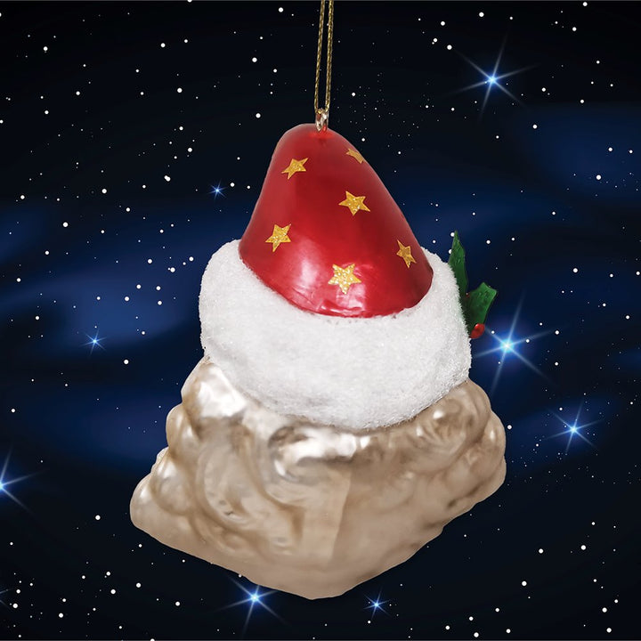 Celestial Crescent Moon Santa Glass Christmas Ornament OrnamentallyYou 