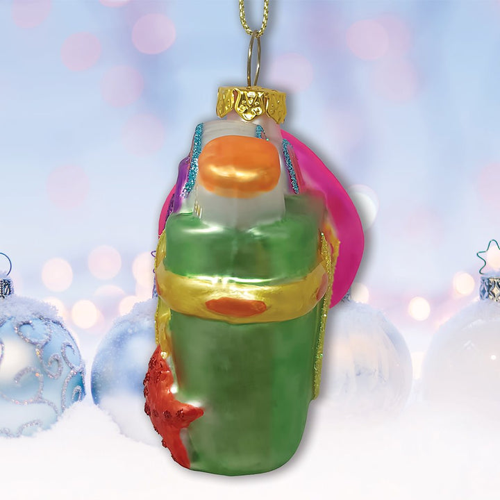 Coastal Beach Bag Glass Christmas Ornament, Ocean Seaside Nautical Home Tree Decoration OrnamentallyYou 