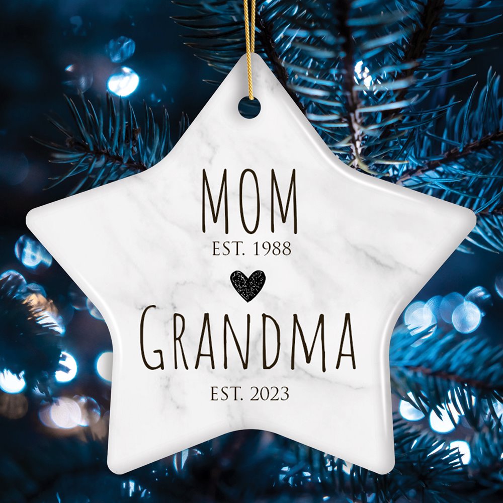 Mom to Grandma Ornament, Gift for First Time Grandmother Ceramic Ornament OrnamentallyYou 