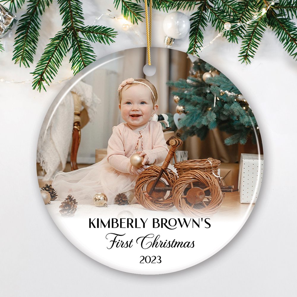 Personalized Family Photo Christmas Ornament, Keepsake Gift with Any Custom Text and Picture Ceramic Ornament OrnamentallyYou 