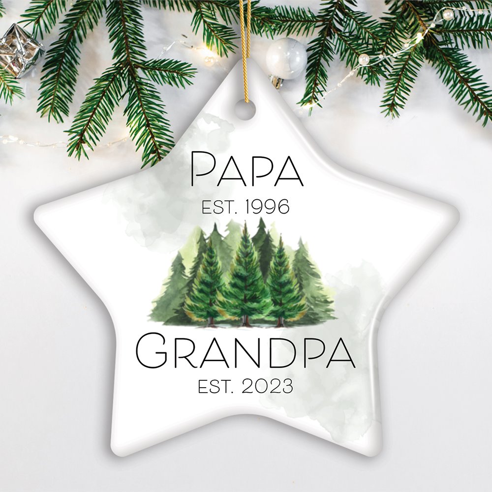 Personalized Ornament For New Grandpa, Promoted Dad to Grandfather Gift With Custom Date Ceramic Ornament OrnamentallyYou Star 