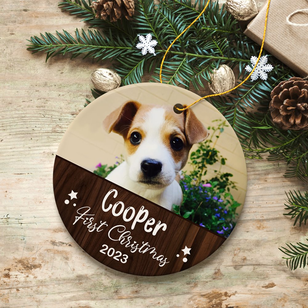 Puppy First Christmas Personalized Ornament, Baby Dog Custom 1st Xmas Gift Ceramic Ornament OrnamentallyYou 