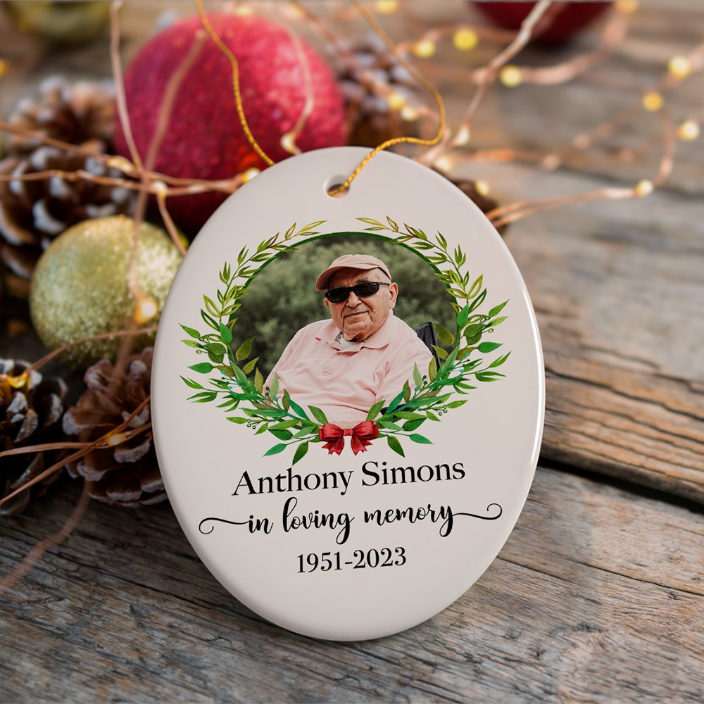 Remember Personalized Memorial Photo Ornament, In Loving Memory Keepsake Gift With Custom Name Ceramic Ornament OrnamentallyYou 