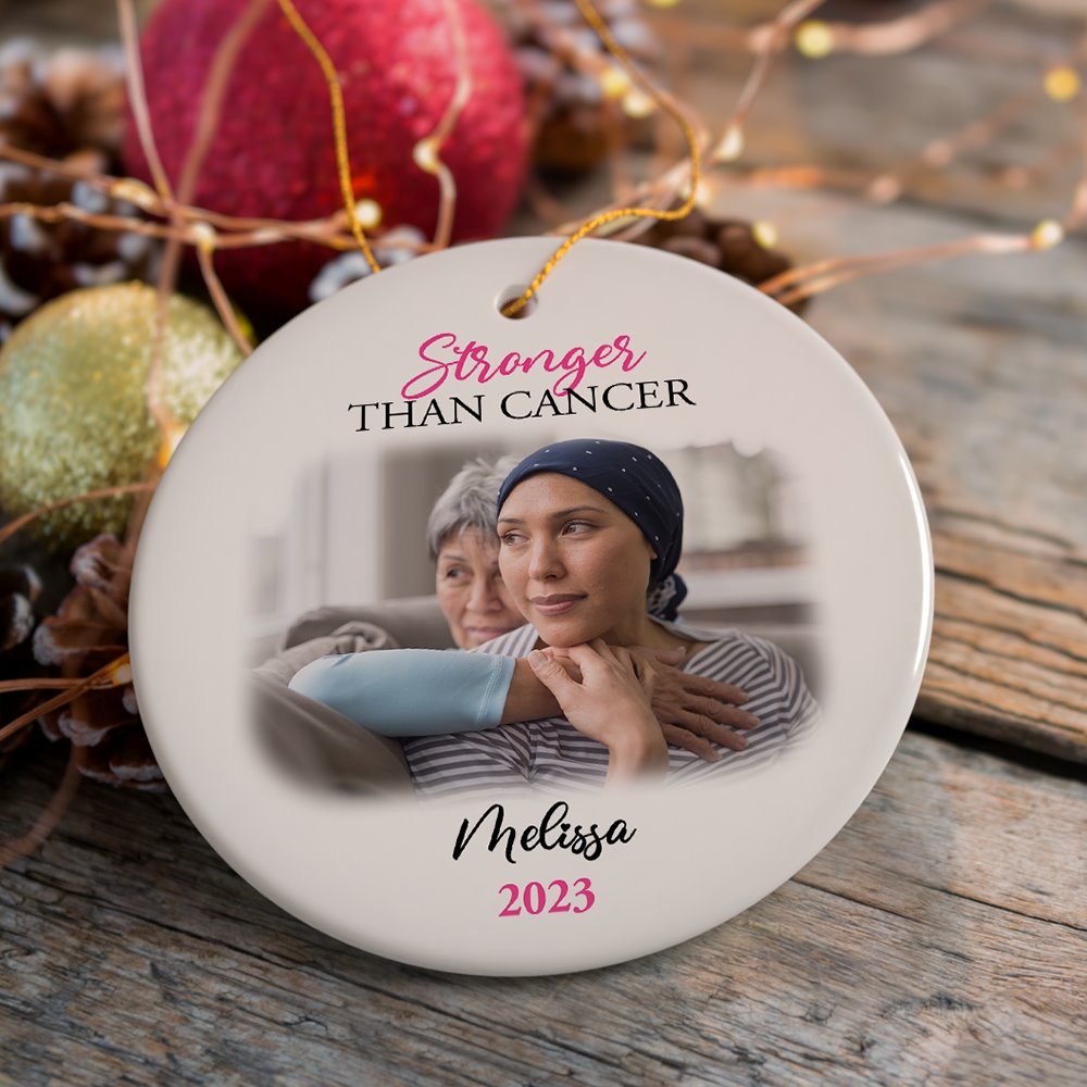 Women’s Cancer Awareness Custom Photo Ornament, Image Upload Personalized Gift Ceramic Ornament OrnamentallyYou 