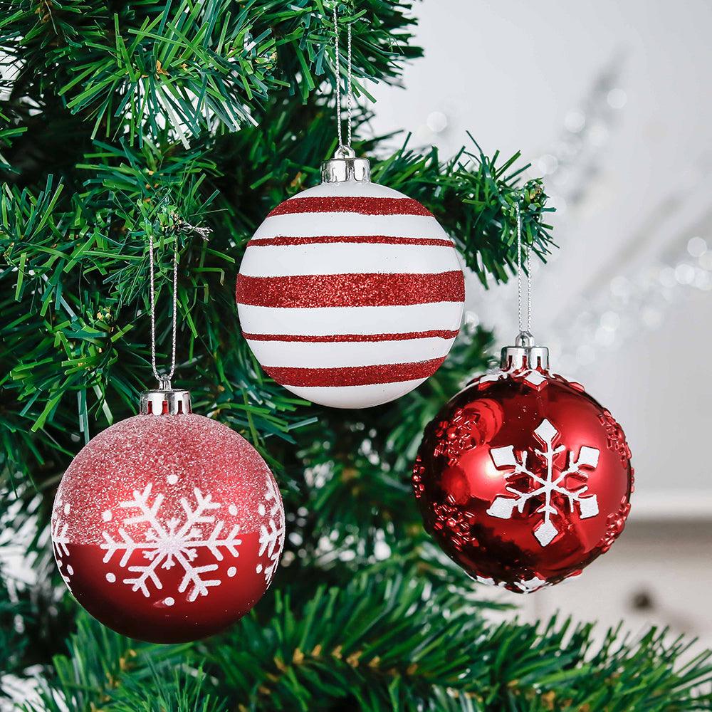 Red and White Shatterproof 16 Piece Christmas Ball Ornament Bundle, Candycane and Glittery Snowflakes Ornament Bundle Guangdong Eagle Gifts Co., Ltd. 