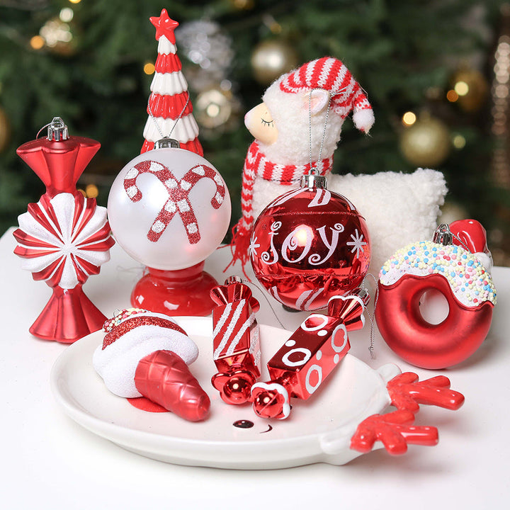 Sweets and Candy Theme Chrismtas Ornament Bundle, Assorted 60 Bauble off Candies, Ice Cream, Donut, and Glittery Round Balls Ornament Bundle Guangdong Eagle Gifts Co., Ltd. 