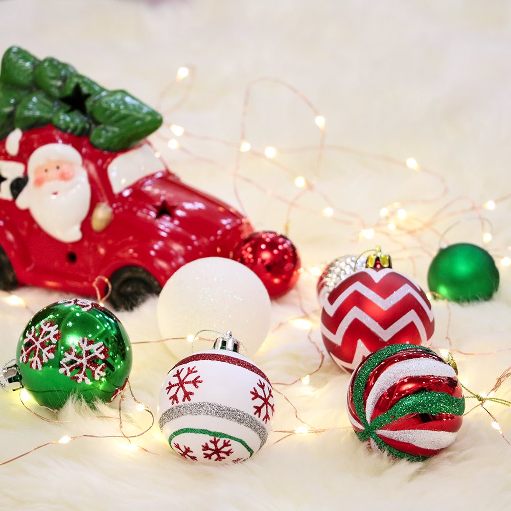 Unique and Sparkling Christmas Bauble Set of 30, Holiday Tree Set Ornament Bundle OrnamentallyYou 