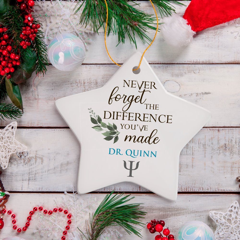 Psychologist Personalized Gift Inspirational Quote Ornament, Gift for Counselor Ceramic Ornament OrnamentallyYou Star 