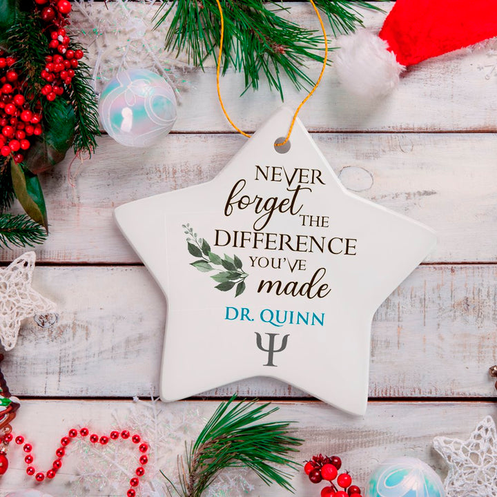 Psychologist Personalized Gift Inspirational Quote Ornament, Gift for Counselor Ceramic Ornament OrnamentallyYou Star 