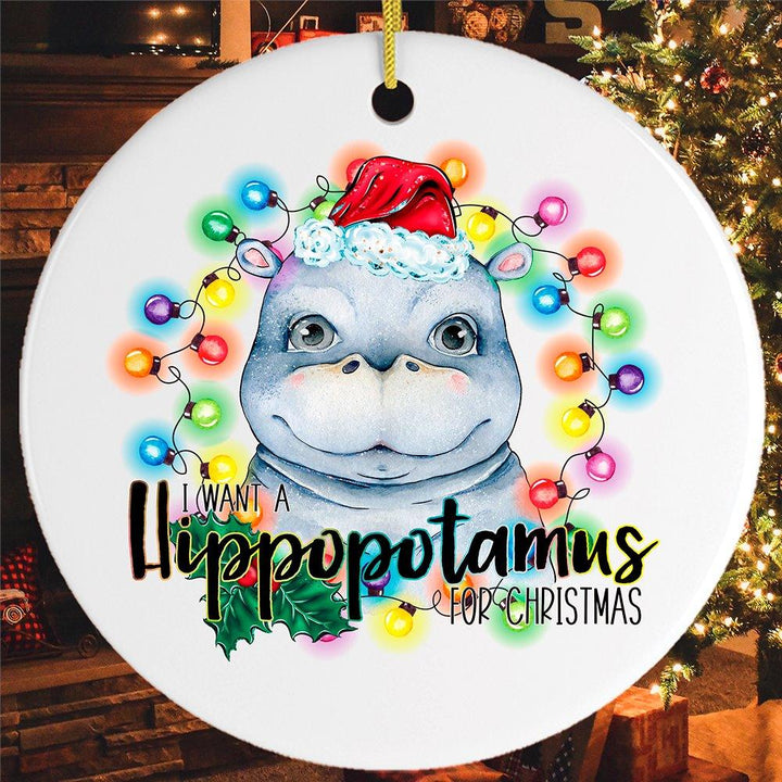 Hippopotamus Christmas Ornament Ceramic Ornament OrnamentallyYou 