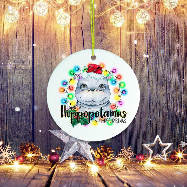 Hippopotamus Christmas Ornament Ceramic Ornament OrnamentallyYou 