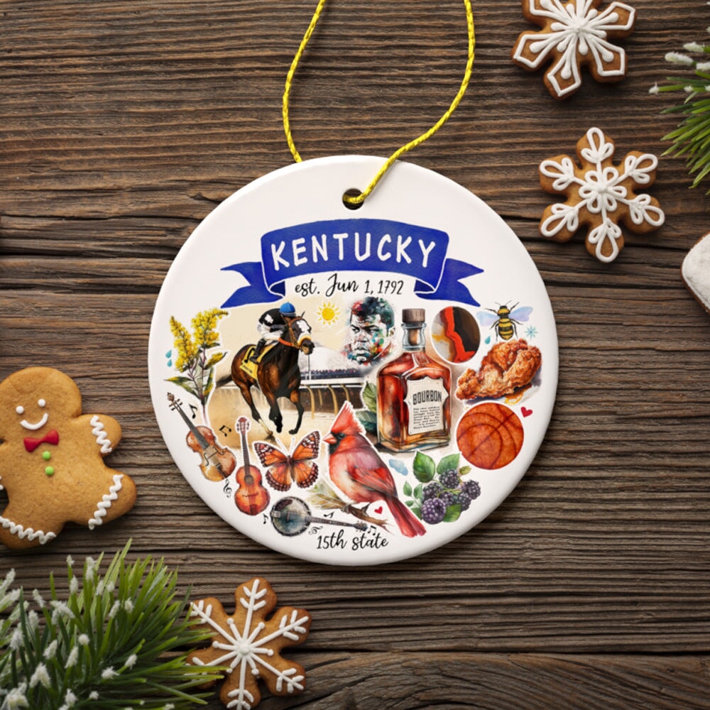 Artistic Kentucky State Themes and Landmarks Christmas Ornament Ceramic Ornament OrnamentallyYou 