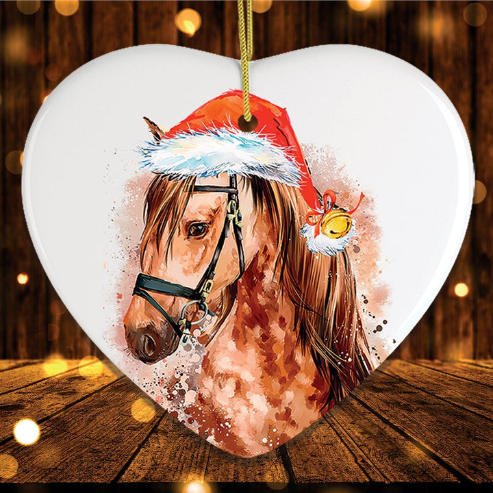 Watercolor Horse Christmas Ornament Ceramic Ornament OrnamentallyYou Heart 