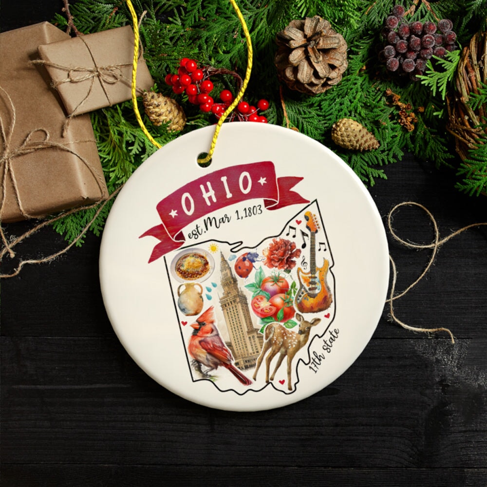 Artistic Ohio State Themes and Landmarks Christmas Ornament Ceramic Ornament OrnamentallyYou 