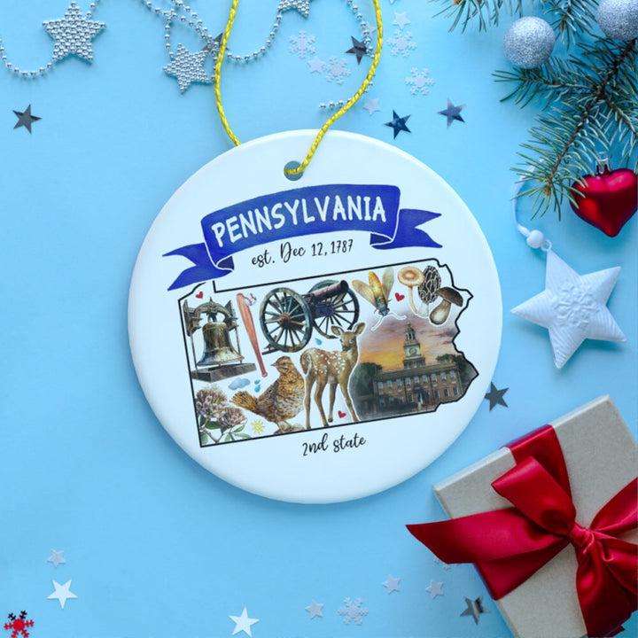 Artistic Pennsylvania State Themes and Landmarks Christmas Ornament Ceramic Ornament OrnamentallyYou 