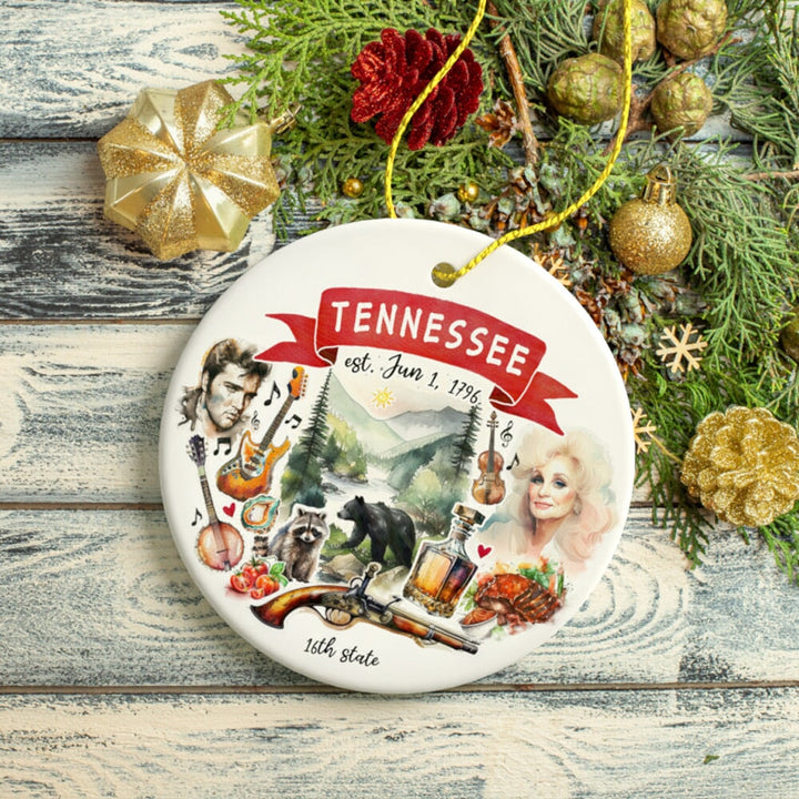 Artistic Tennessee State Themes and Landmarks Christmas Ornament Ceramic Ornament OrnamentallyYou 