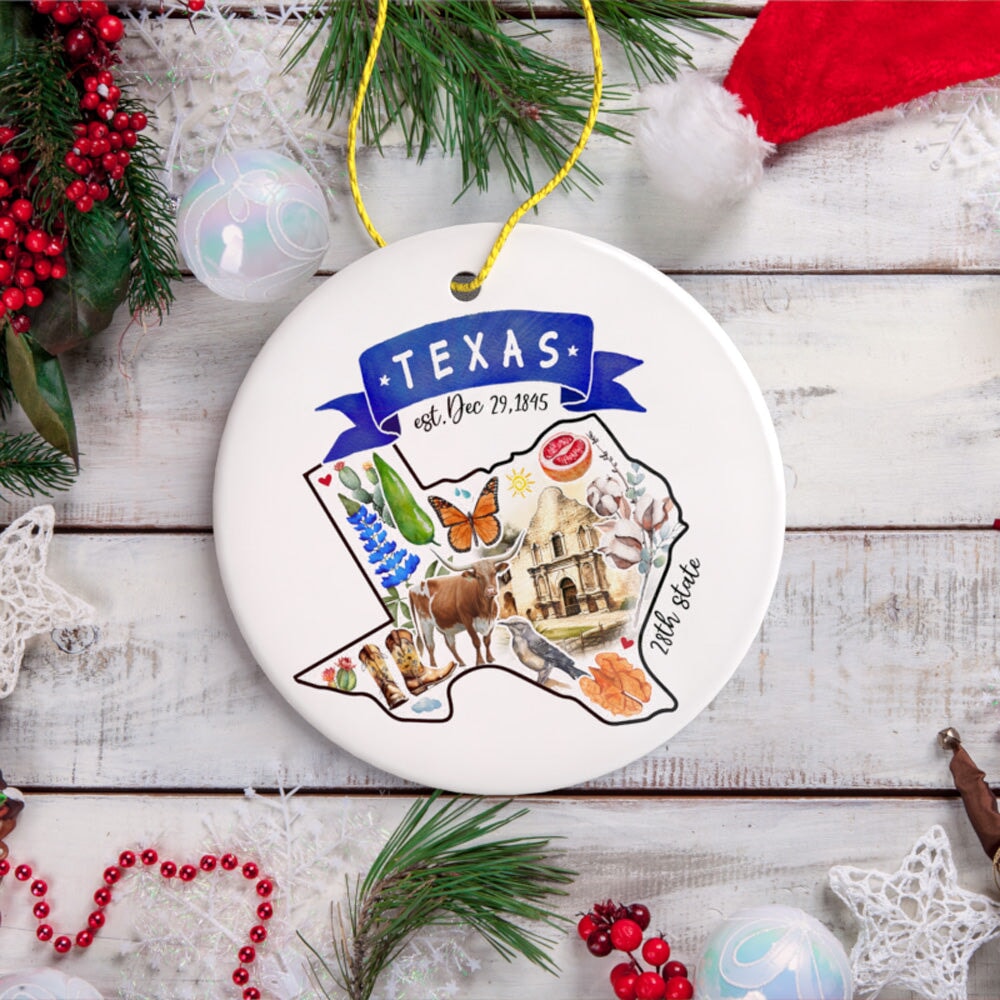 Artistic Texas State Themes and Landmarks Christmas Ornament Ceramic Ornament OrnamentallyYou 