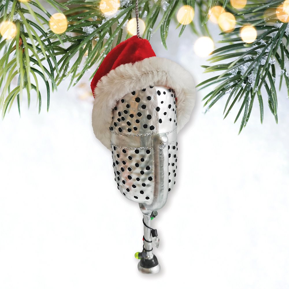 Christmas Themed Microphone Glass Ornament, Music Themed Gift for Musicians Glass Ornament OrnamentallyYou 