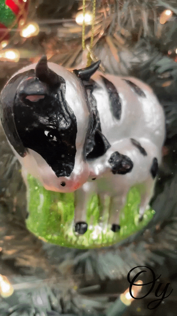 Cow and Calf Glass Christmas Ornament Glass Ornament OrnamentallyYou 