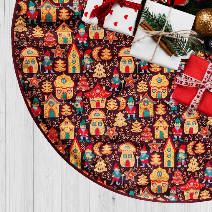 Gnome Folk Pattern Vintage Christmas Tree Skirt Tree Skirt Nantong Prince Home Fashion Co., Ltd. 