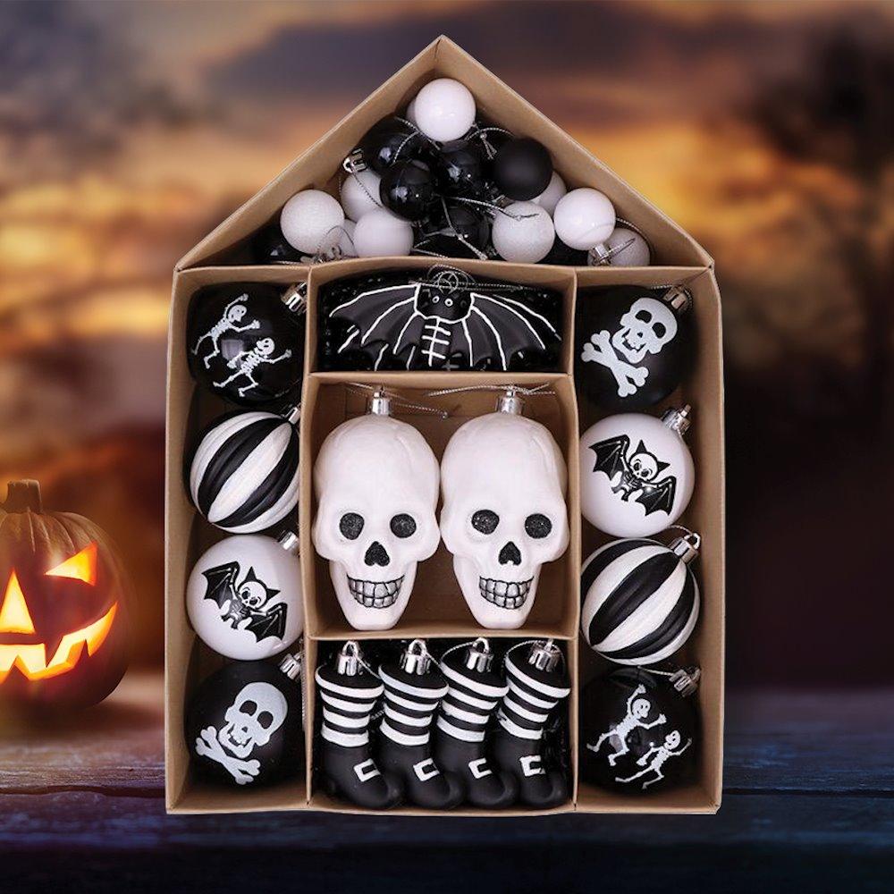 Halloween Skeleton Black and White Ornament Set Ornament Bundle OrnamentallyYou 