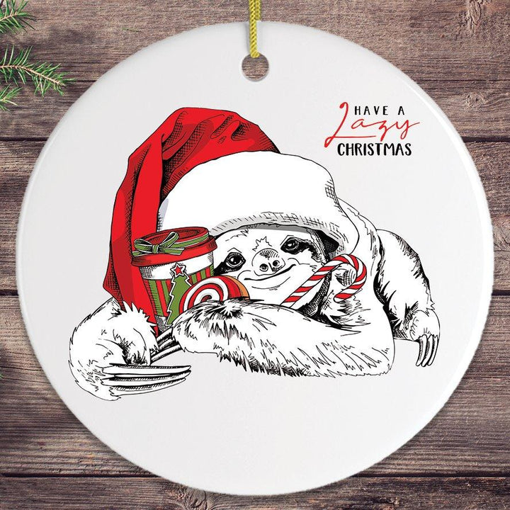Have a Lazy Christmas Sloth Ornament Ornament OrnamentallyYou Circle 