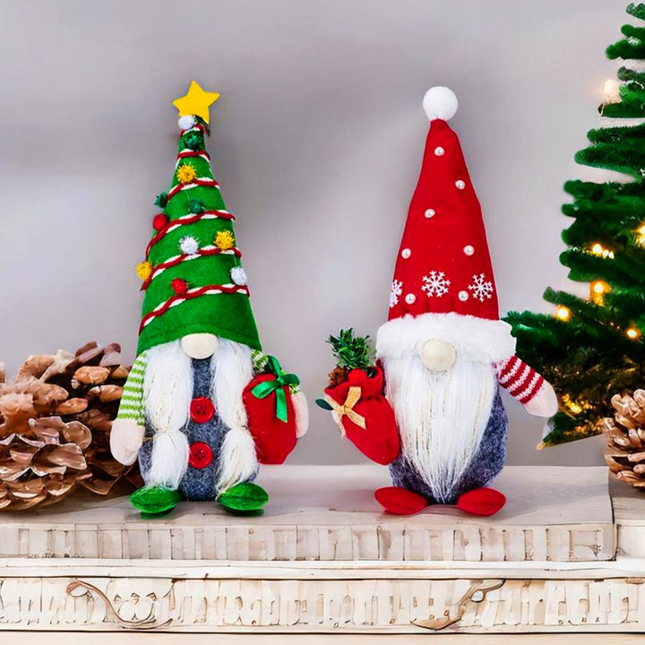 Jolly Companions Christmas Gnome Decor Set of Two, Plush Xmas Home Decor Plush Gnome OrnamentallyYou 