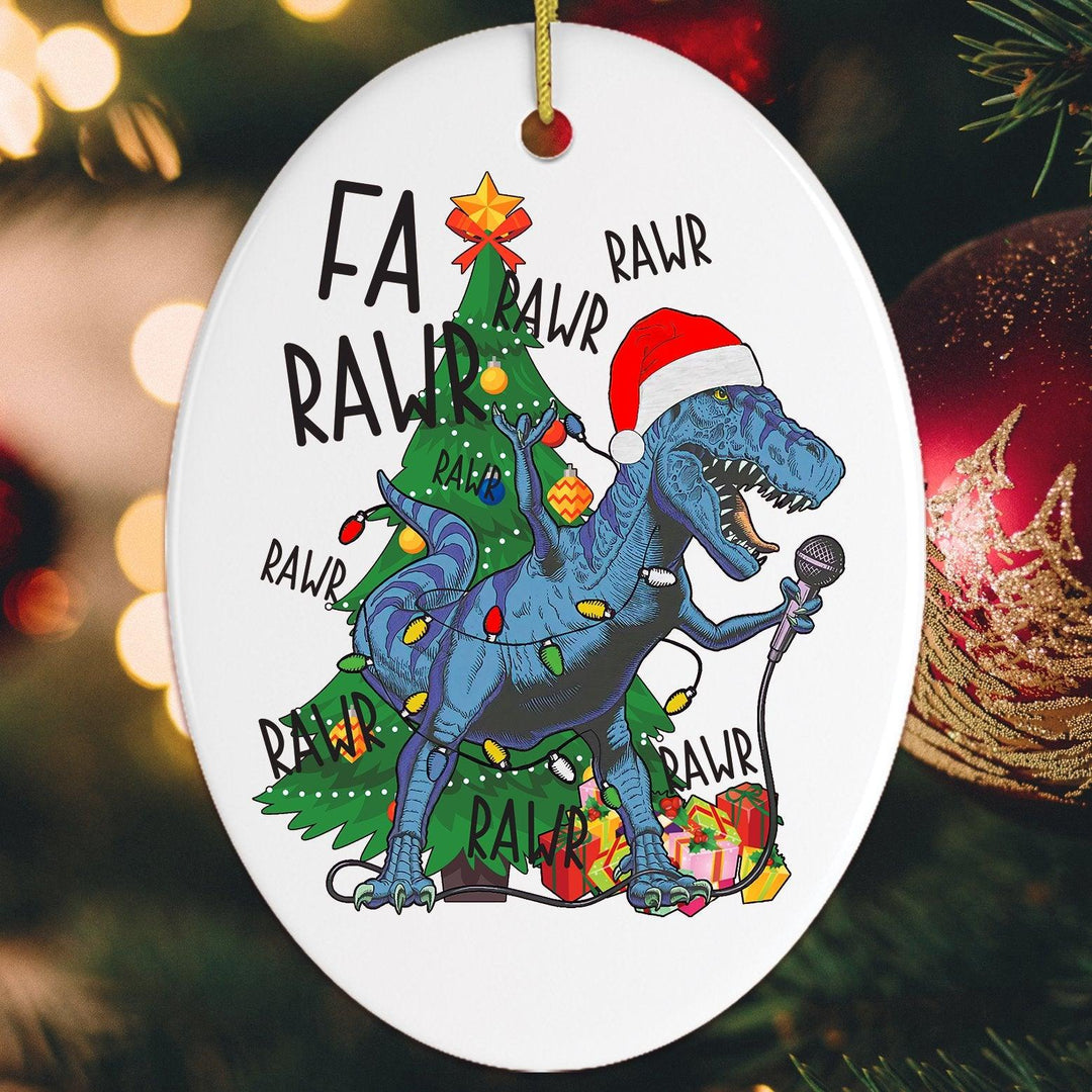 Karokee Dinosaur T-Rex Funny Christmas Ornament Ornament OrnamentallyYou 