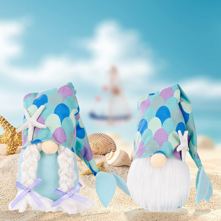 Mermaid Plush Gnome Set, Beach Style Home Decoration Plush Gnome OrnamentallyYou 