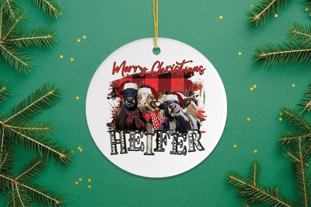 Merry Christmas Heifers Ornament Ornament OrnamentallyYou 