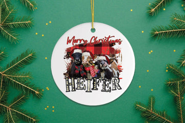 Merry Christmas Heifers Ornament Ornament OrnamentallyYou 