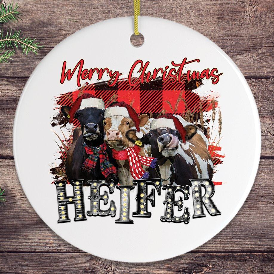 Merry Christmas Heifers Ornament Ornament OrnamentallyYou 